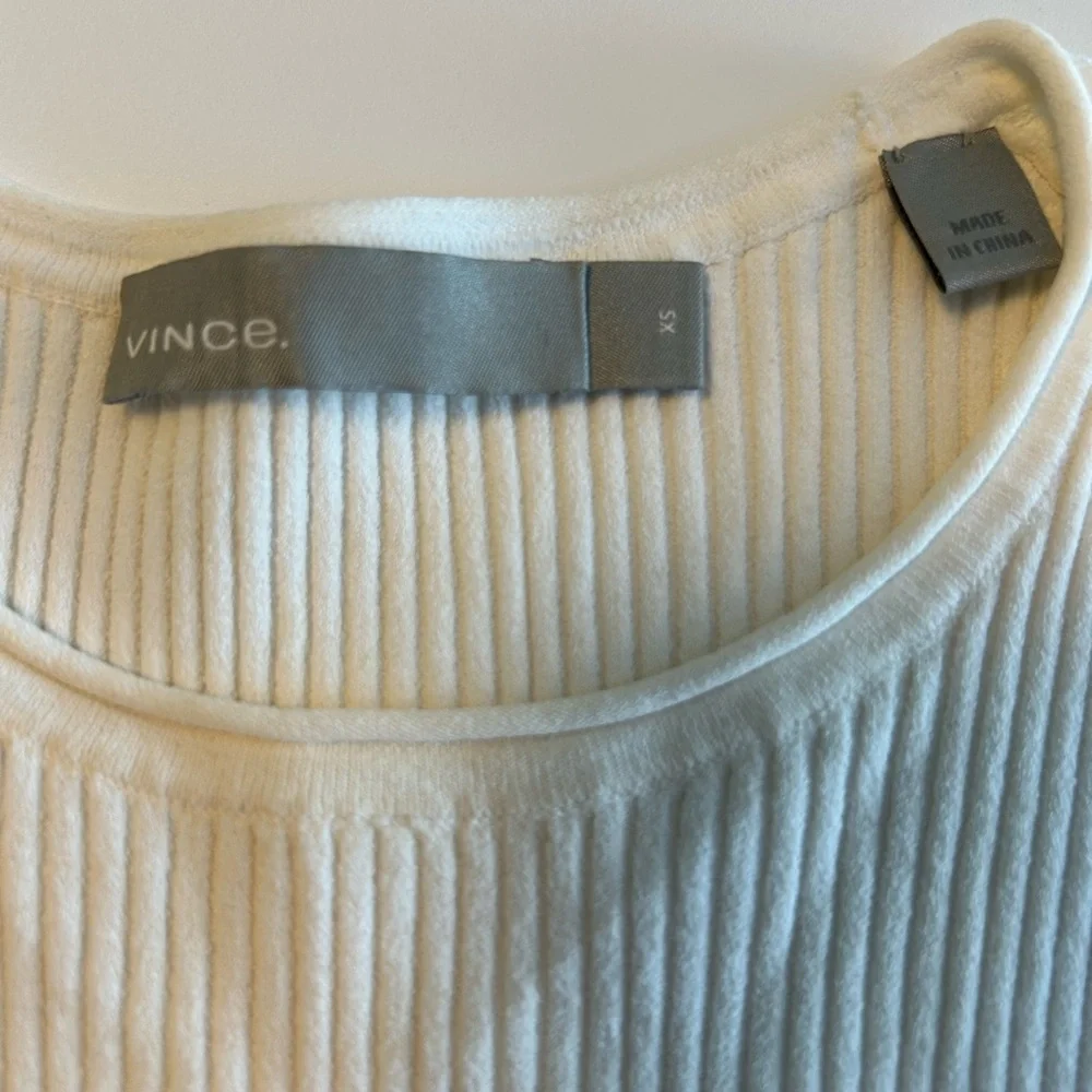 Vince Cream Ribbed Knit Top - Picture 6 of 9